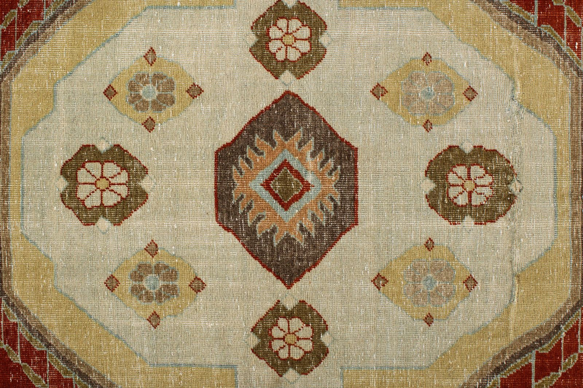 7x10 Ivory and Rust Persian Tribal Rug