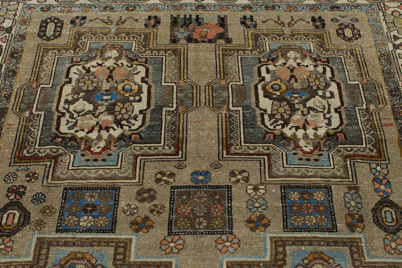 7x10 Brown and Ivory Persian Rug