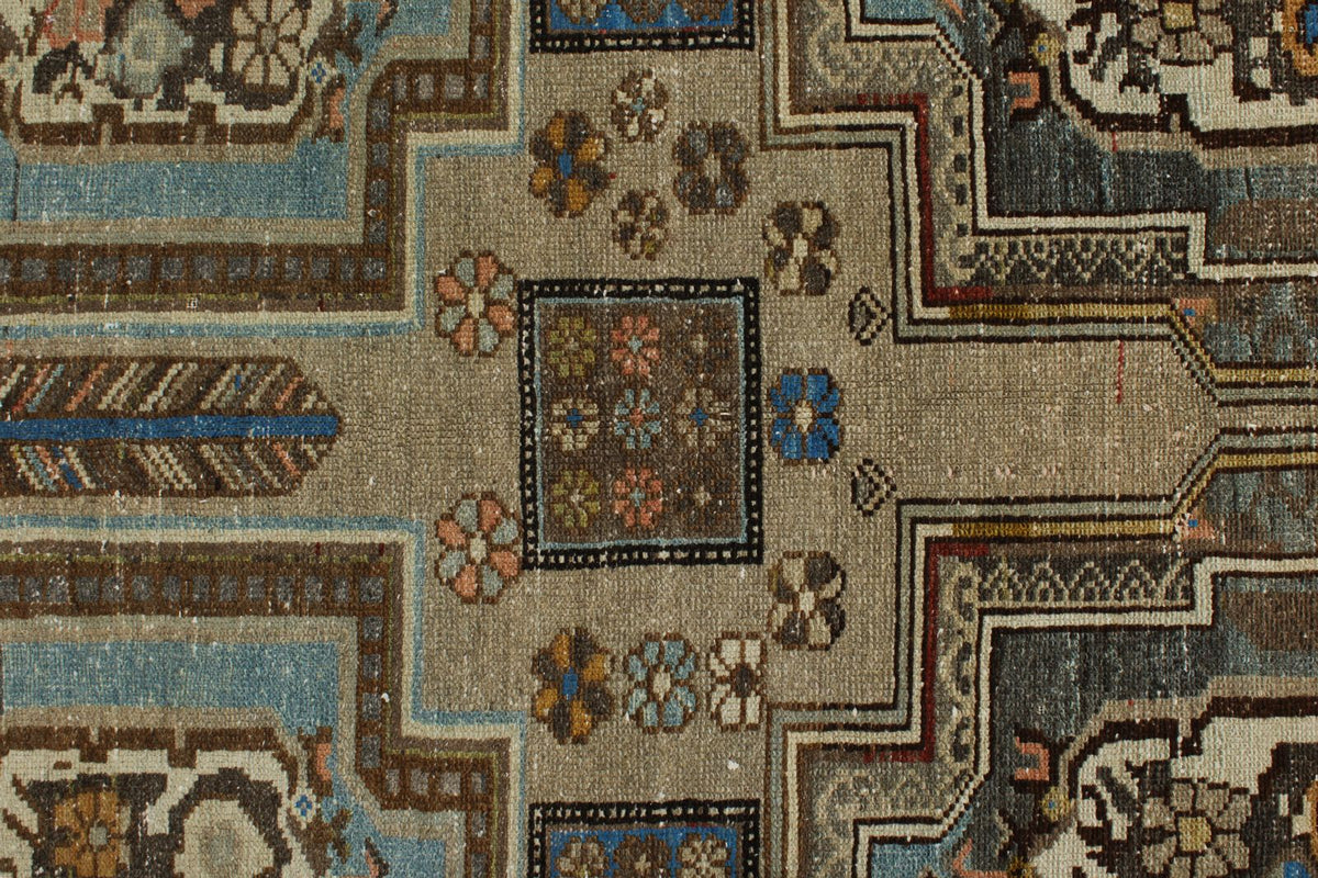 7x10 Brown and Ivory Persian Rug