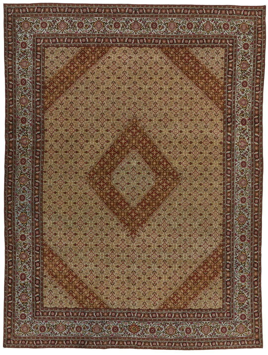 10x13 Ivory and Light Blue Anatolian Tribal Rug