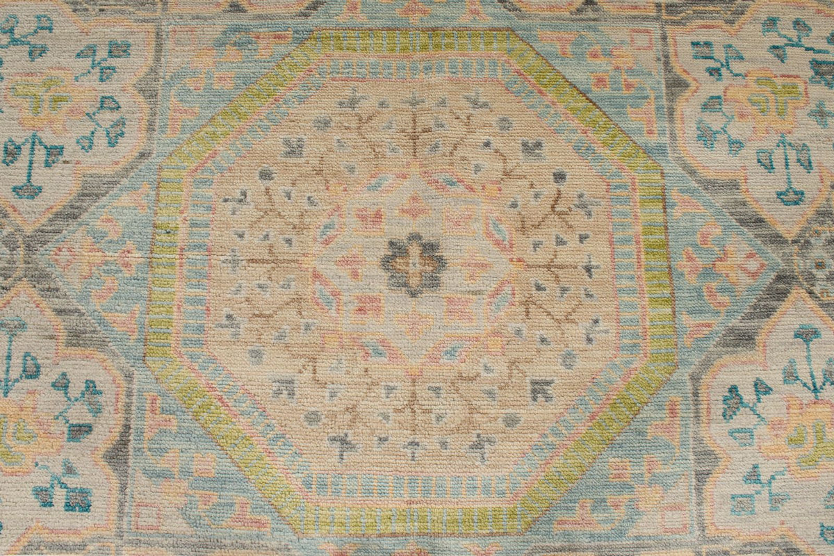 10x14 Ivory and Multicolor Turkish Oushak Rug
