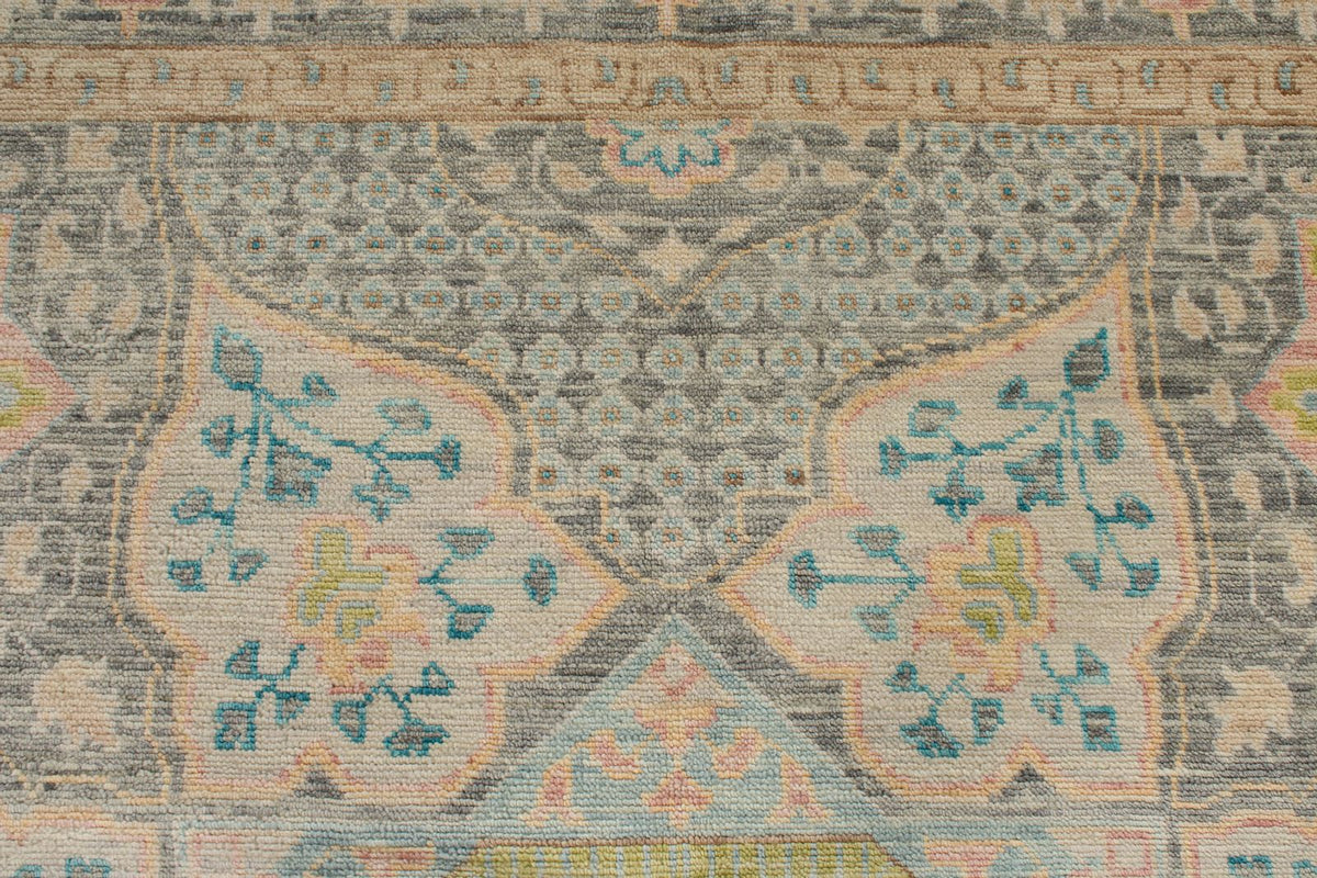 10x14 Ivory and Multicolor Turkish Oushak Rug