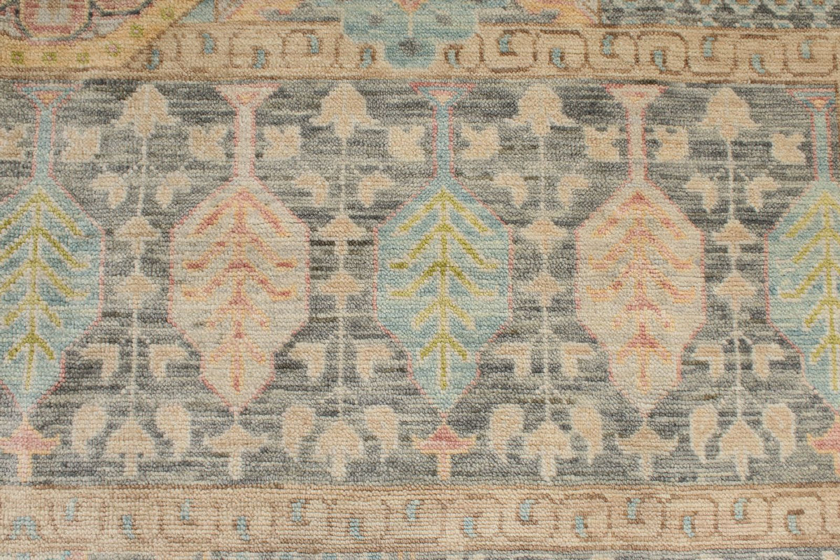 10x14 Ivory and Multicolor Turkish Oushak Rug