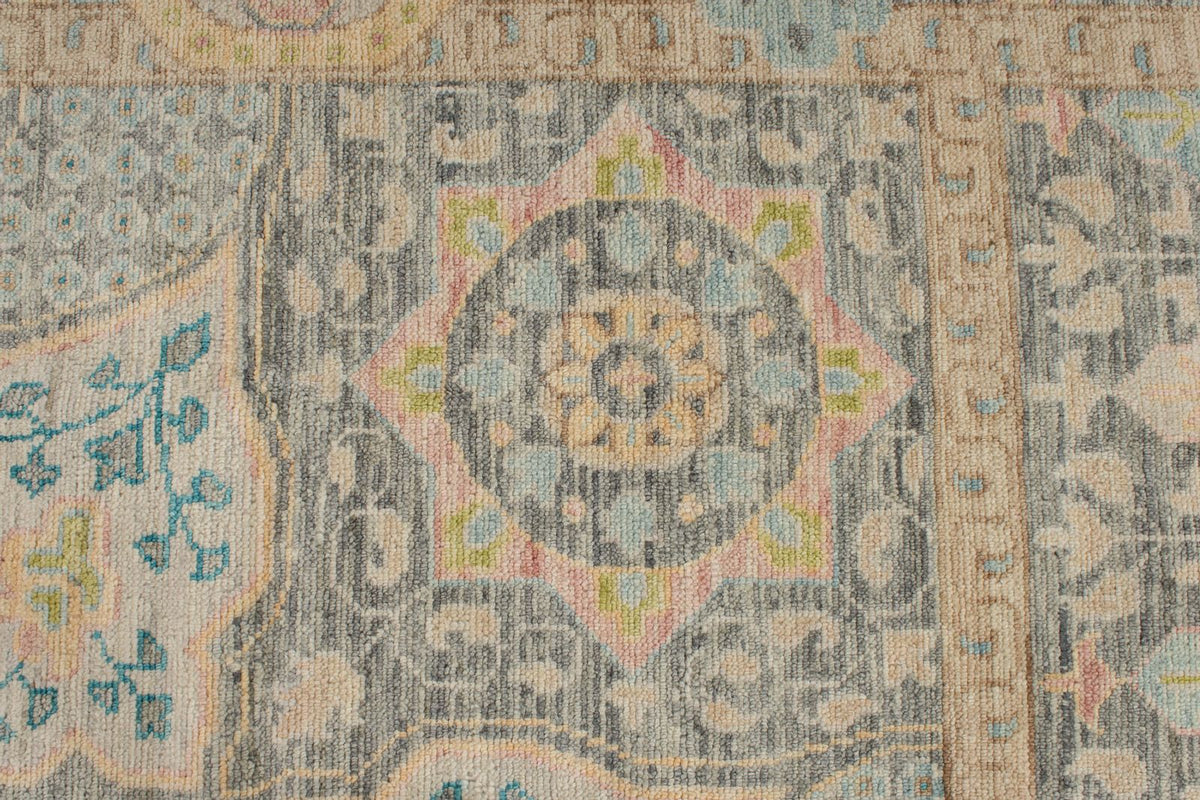10x14 Ivory and Multicolor Turkish Oushak Rug