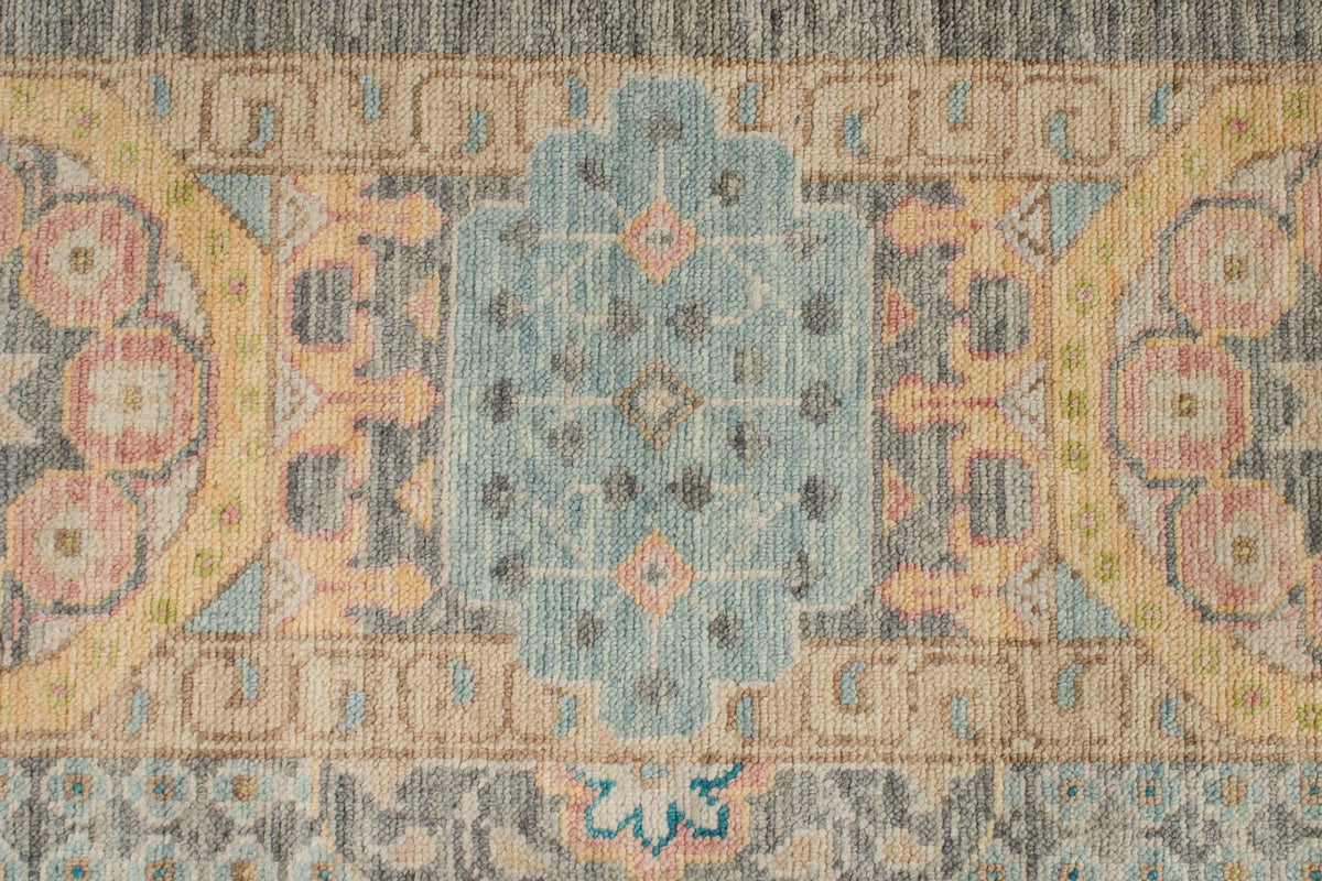 10x14 Ivory and Multicolor Turkish Oushak Rug