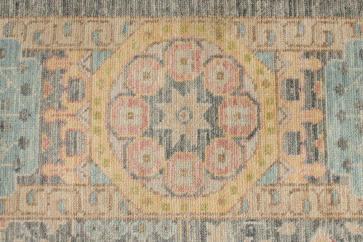 10x14 Ivory and Multicolor Turkish Oushak Rug