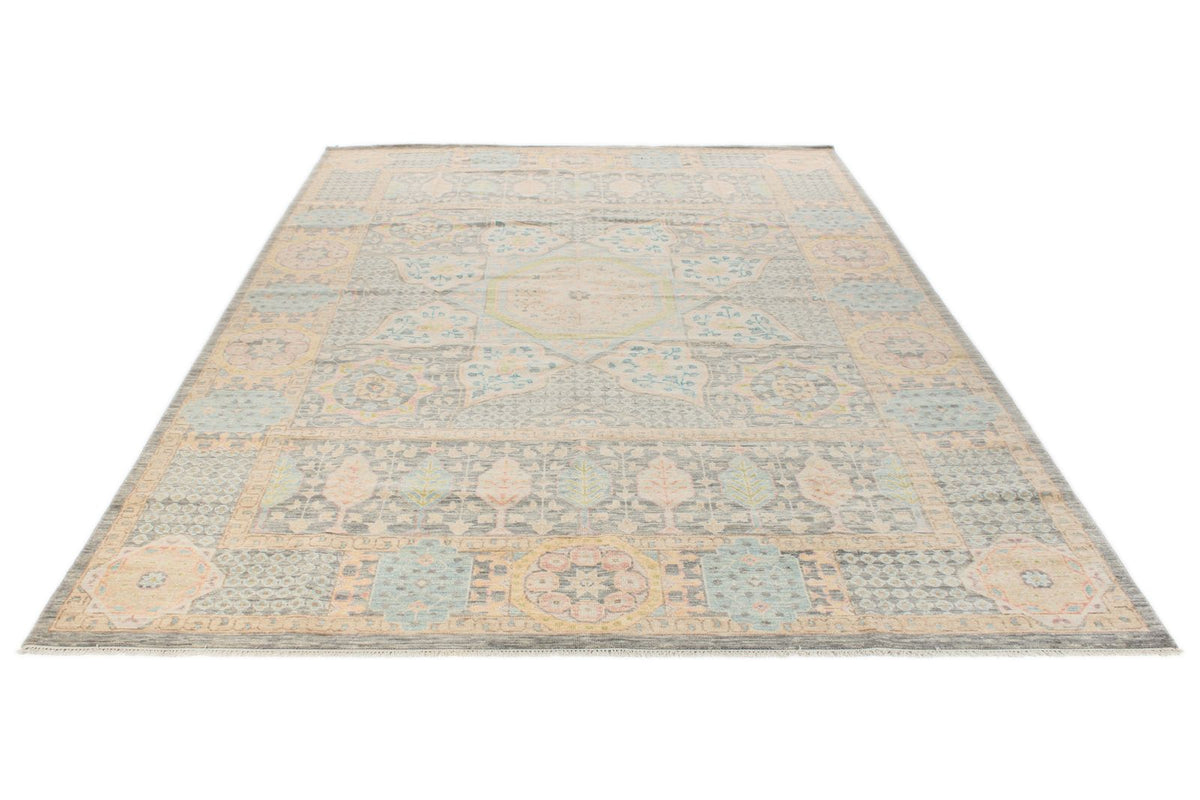10x14 Ivory and Multicolor Turkish Oushak Rug