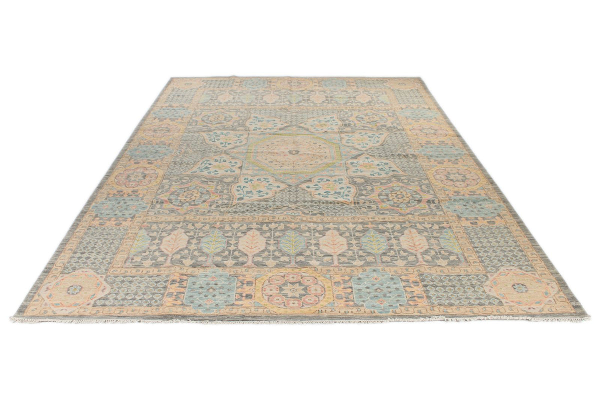 10x14 Ivory and Multicolor Turkish Oushak Rug