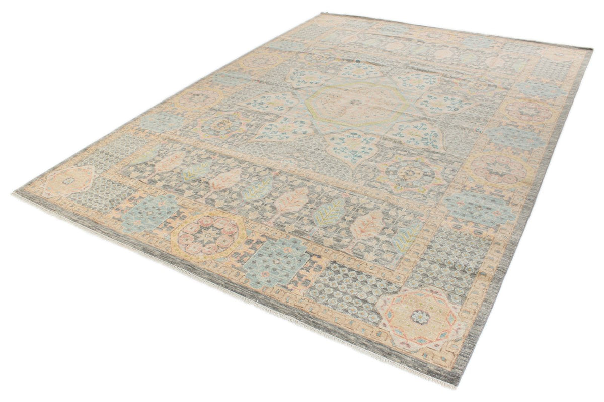 10x14 Ivory and Multicolor Turkish Oushak Rug