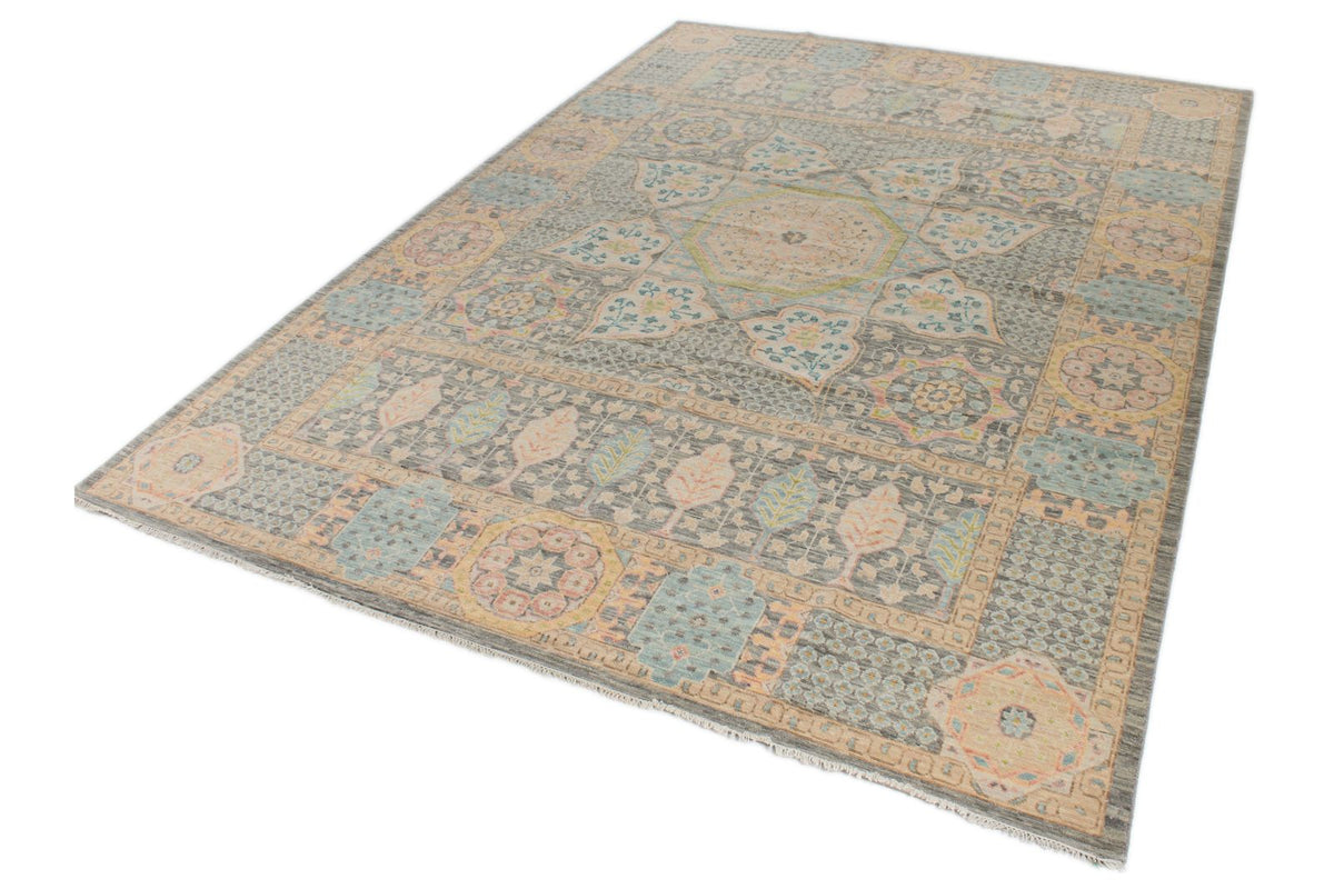 10x14 Ivory and Multicolor Turkish Oushak Rug
