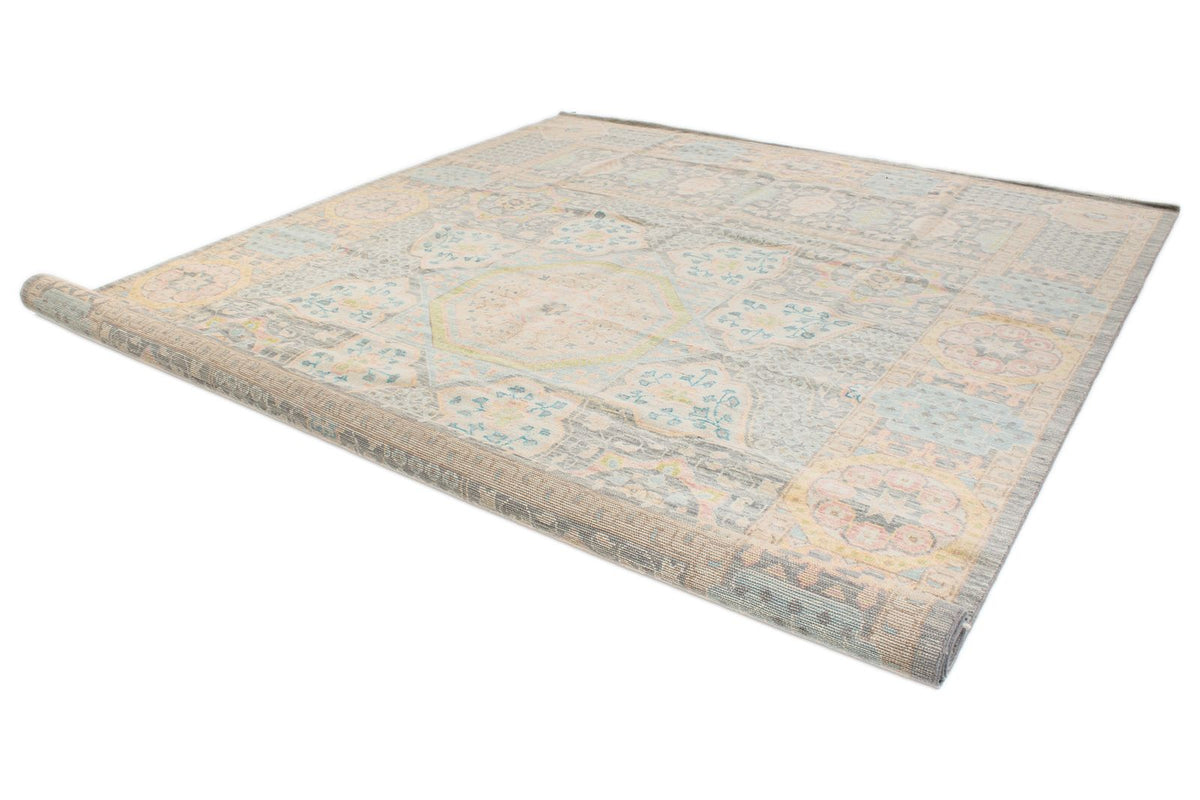 10x14 Ivory and Multicolor Turkish Oushak Rug