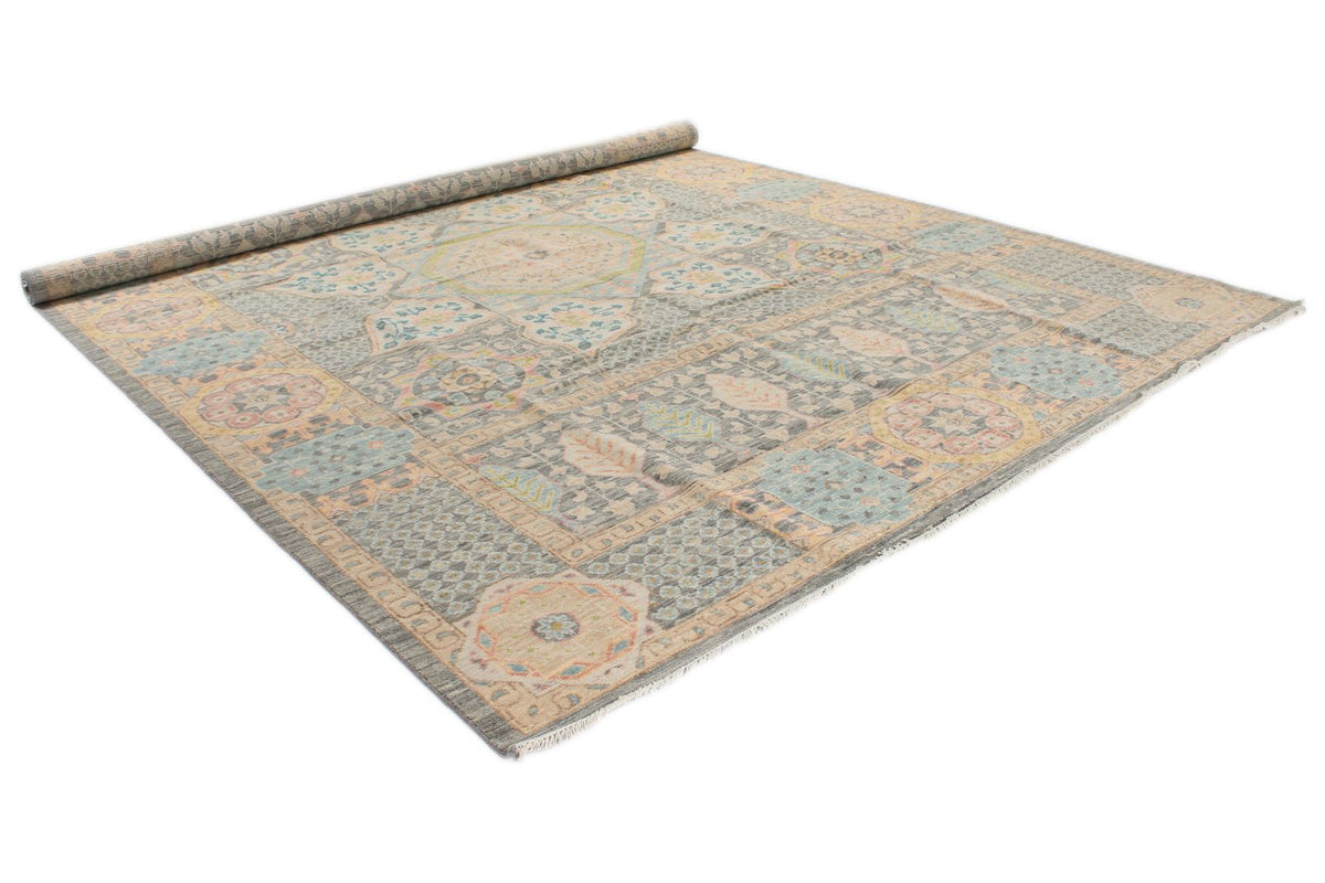 10x14 Ivory and Multicolor Turkish Oushak Rug