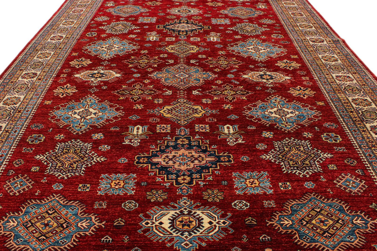 10x14 Red and Multicolor Kazak Tribal Rug