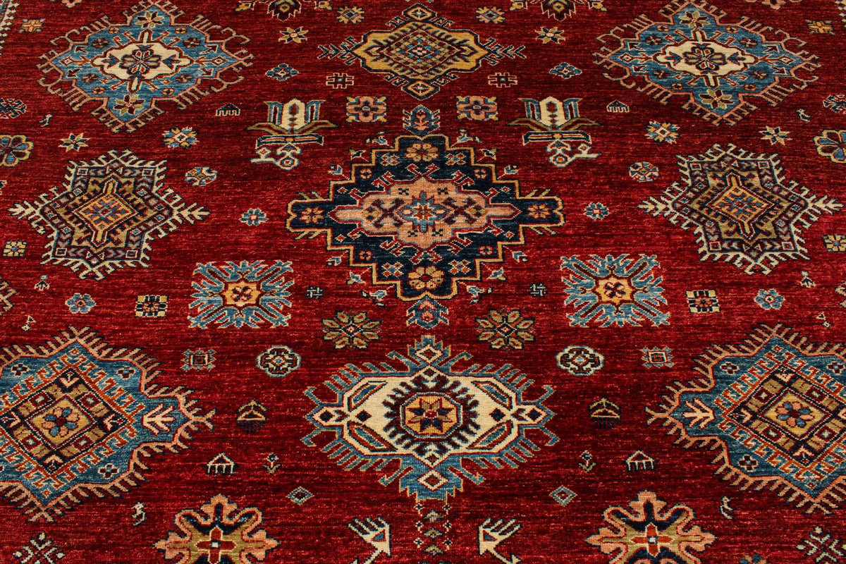 10x14 Red and Multicolor Kazak Tribal Rug