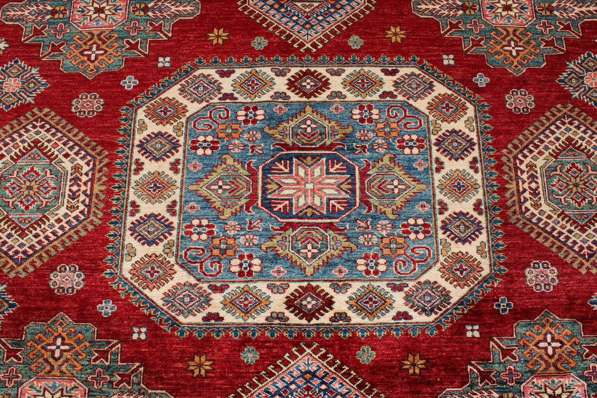 9x12 Red and Beige Kazak Tribal Rug