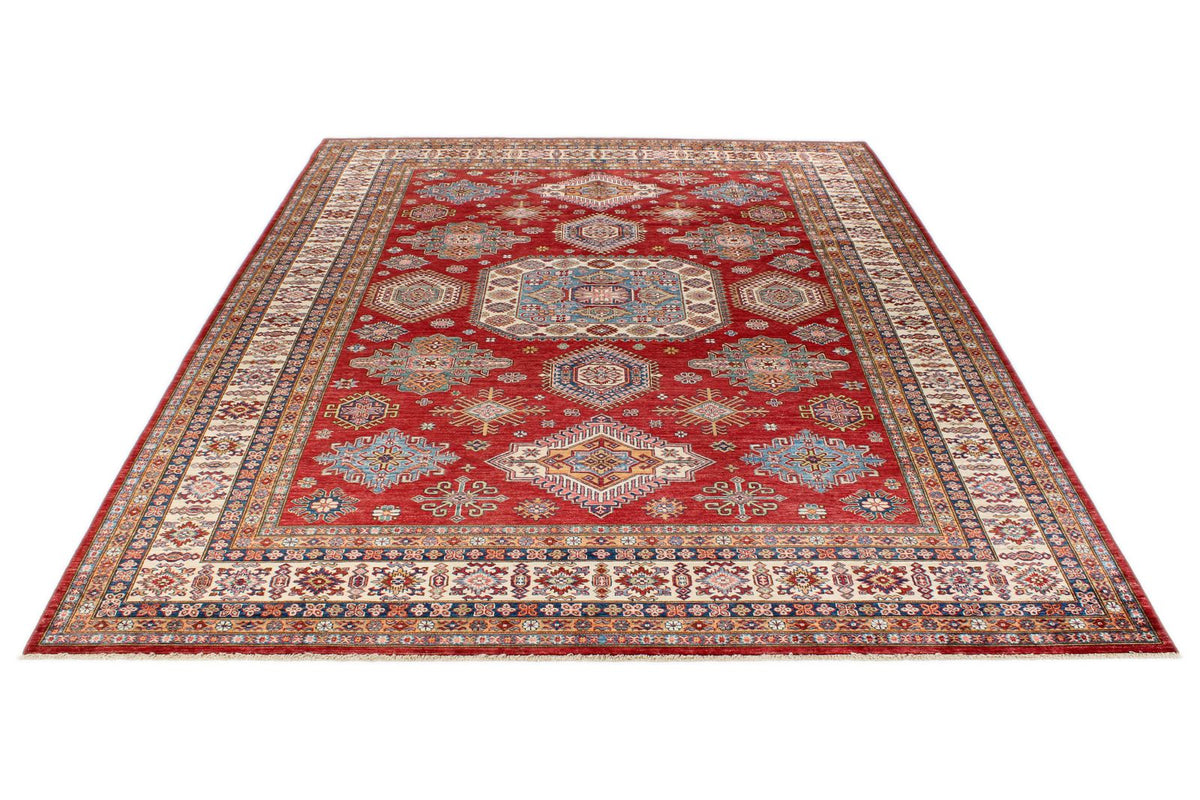9x12 Red and Beige Kazak Tribal Rug