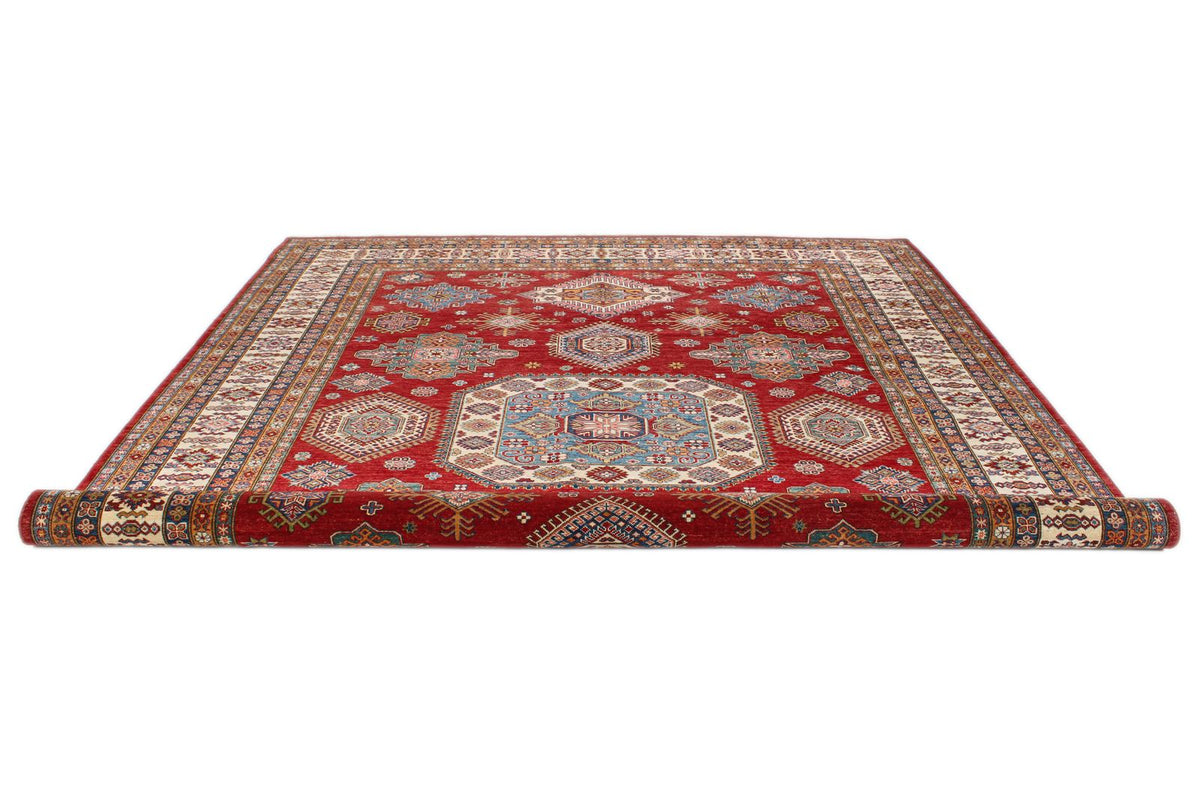 9x12 Red and Beige Kazak Tribal Rug