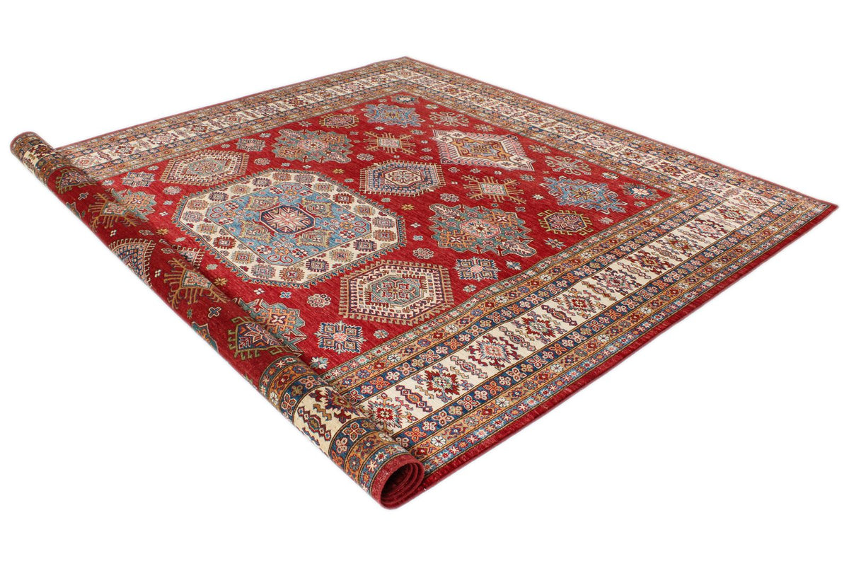 9x12 Red and Beige Kazak Tribal Rug