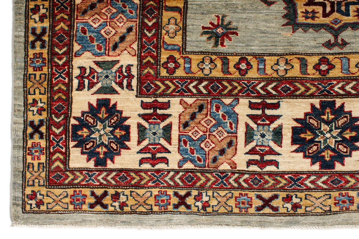 9x12 Gray and Multicolor Kazak Tribal Rug