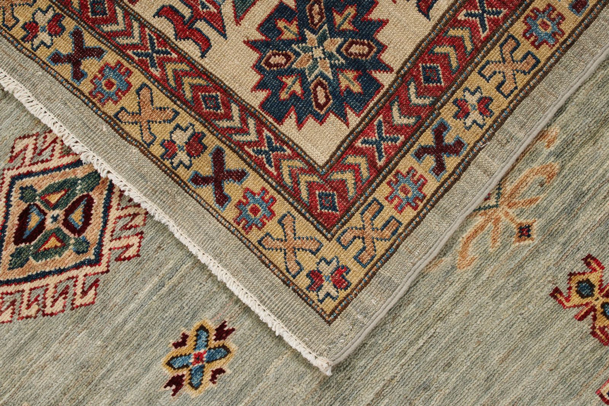 9x12 Gray and Multicolor Kazak Tribal Rug