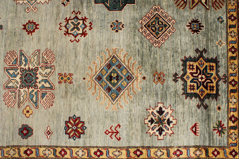 9x12 Gray and Multicolor Kazak Tribal Rug