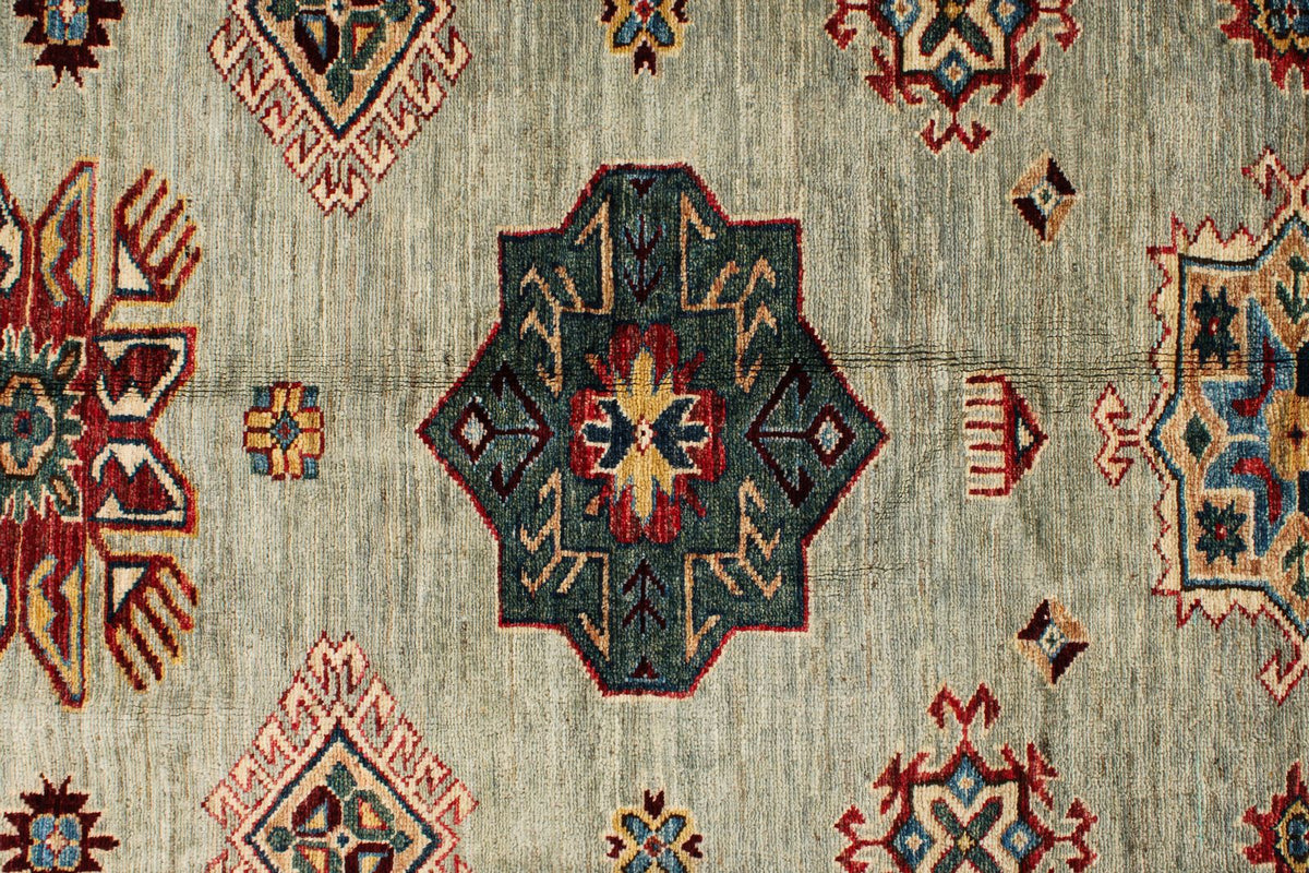 9x12 Gray and Multicolor Kazak Tribal Rug