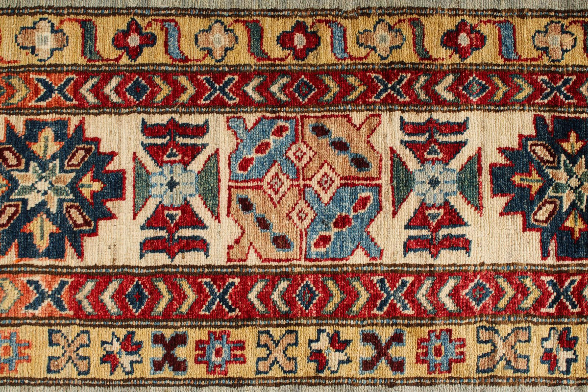 9x12 Gray and Multicolor Kazak Tribal Rug