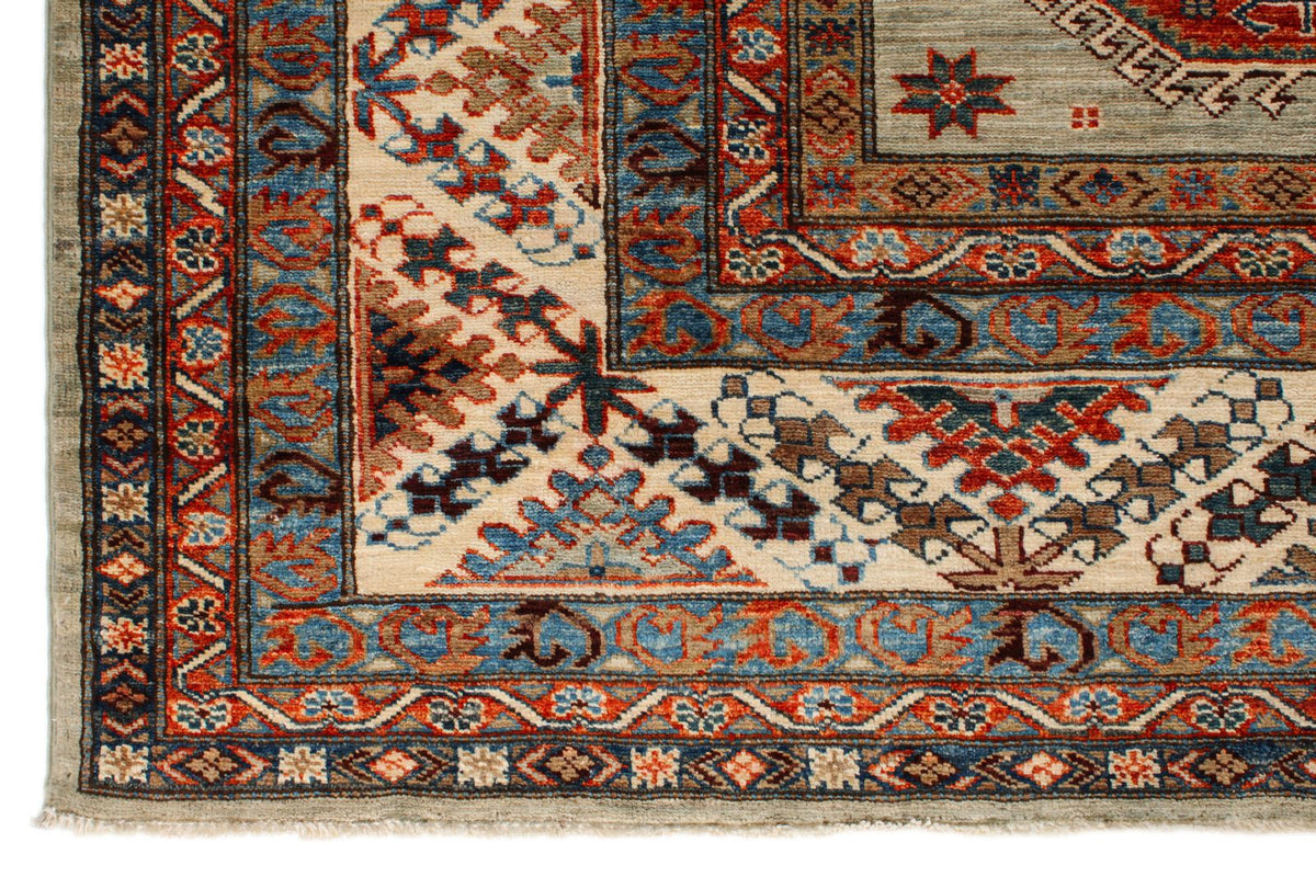 9x12 Gray and Multicolor Kazak Tribal Rug