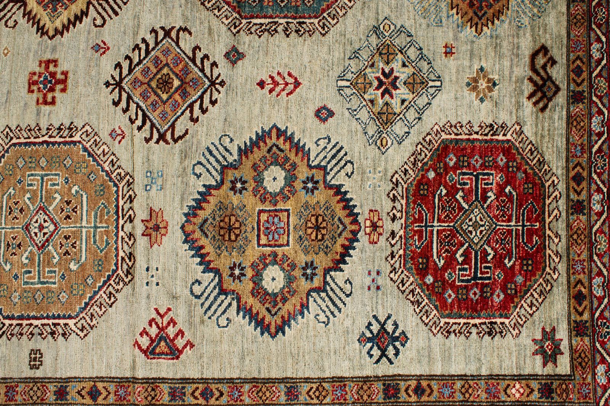 9x12 Gray and Multicolor Kazak Tribal Rug