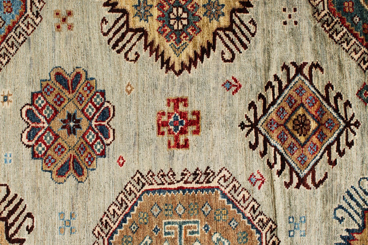 9x12 Gray and Multicolor Kazak Tribal Rug