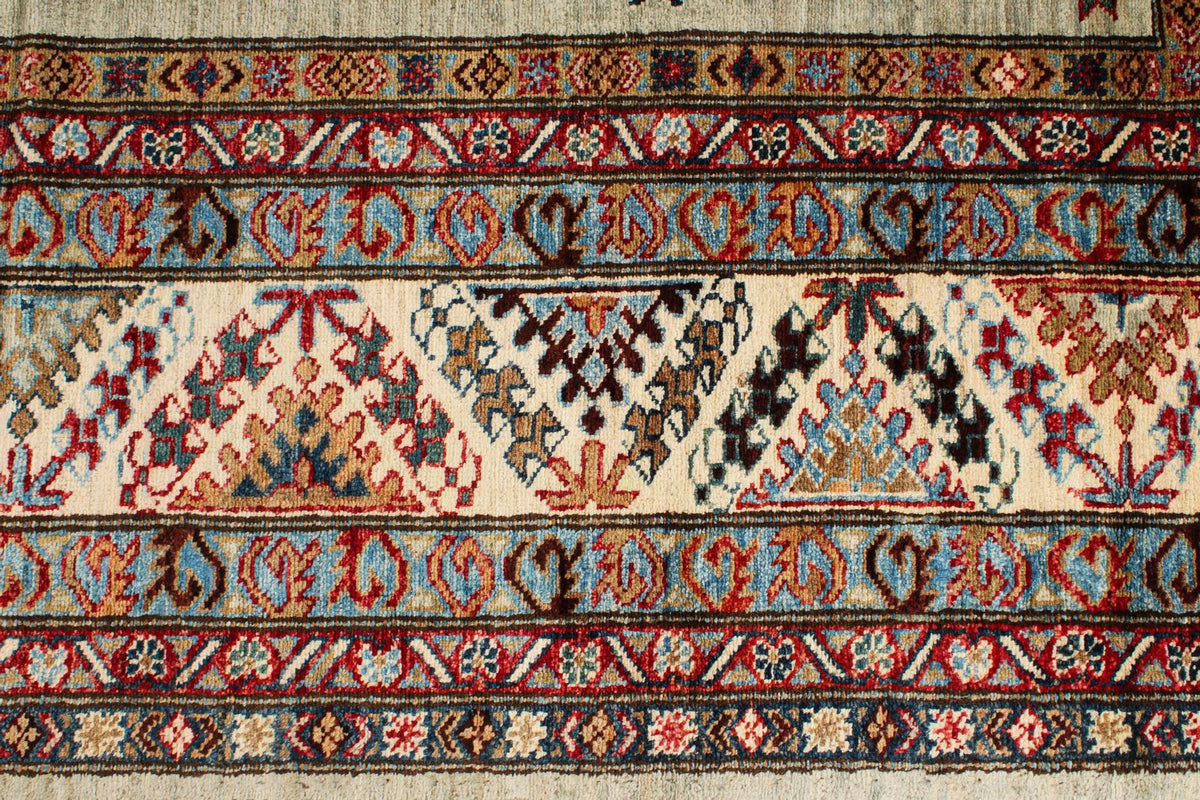 9x12 Gray and Multicolor Kazak Tribal Rug
