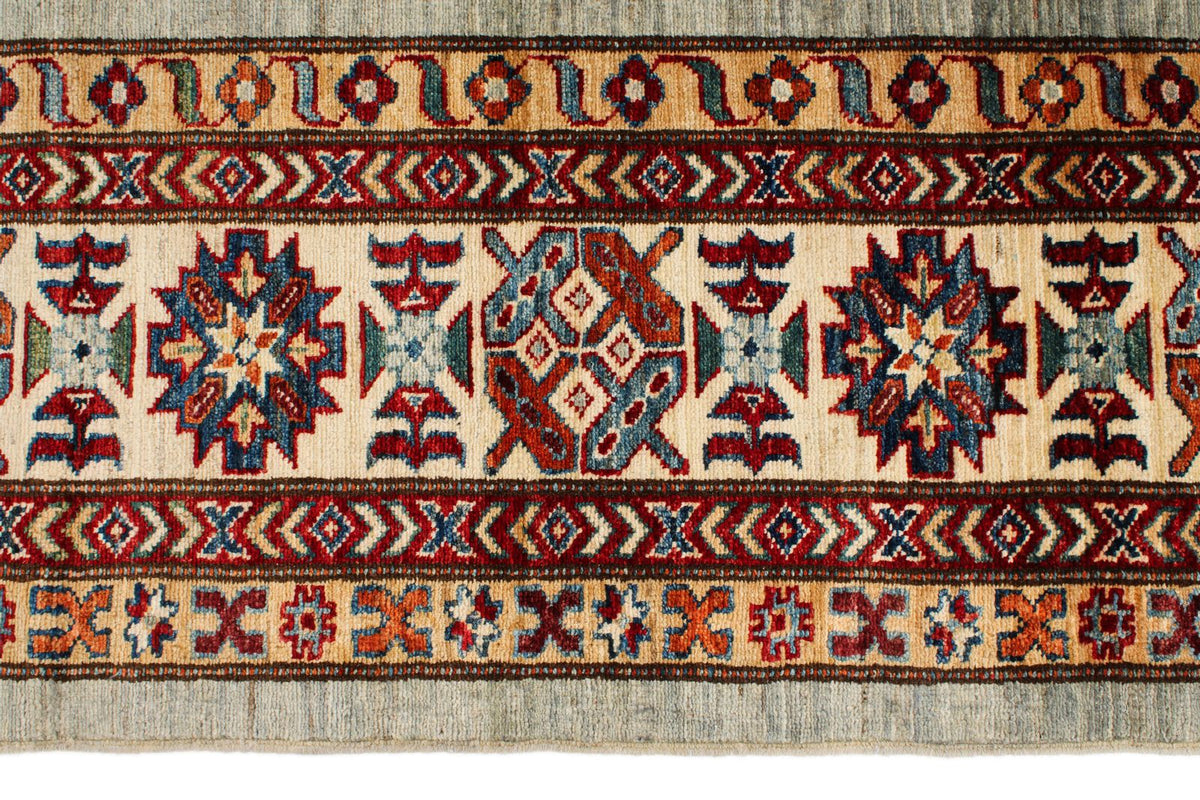 9x12 Gray and Multicolor Kazak Tribal Rug