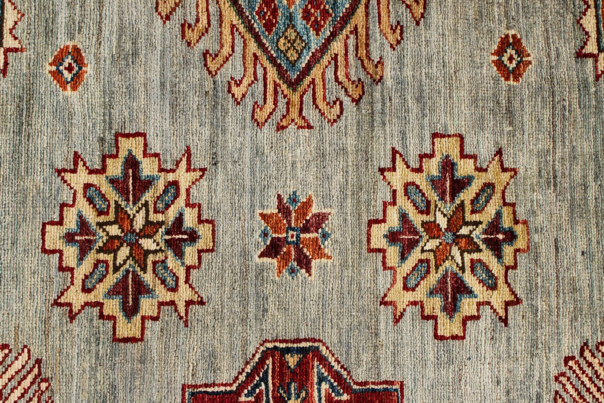 9x12 Gray and Multicolor Kazak Tribal Rug