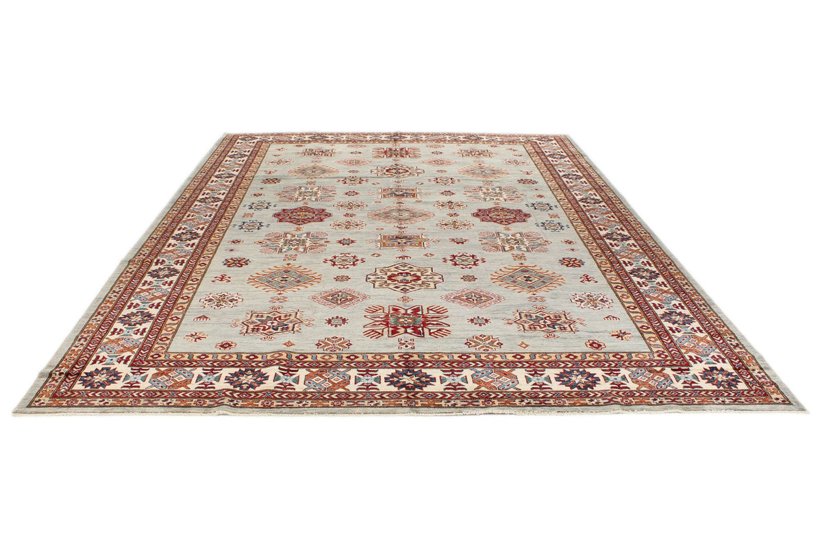 9x12 Gray and Multicolor Kazak Tribal Rug