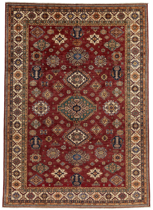 9x12 Rust and Multicolor Kazak Tribal Rug