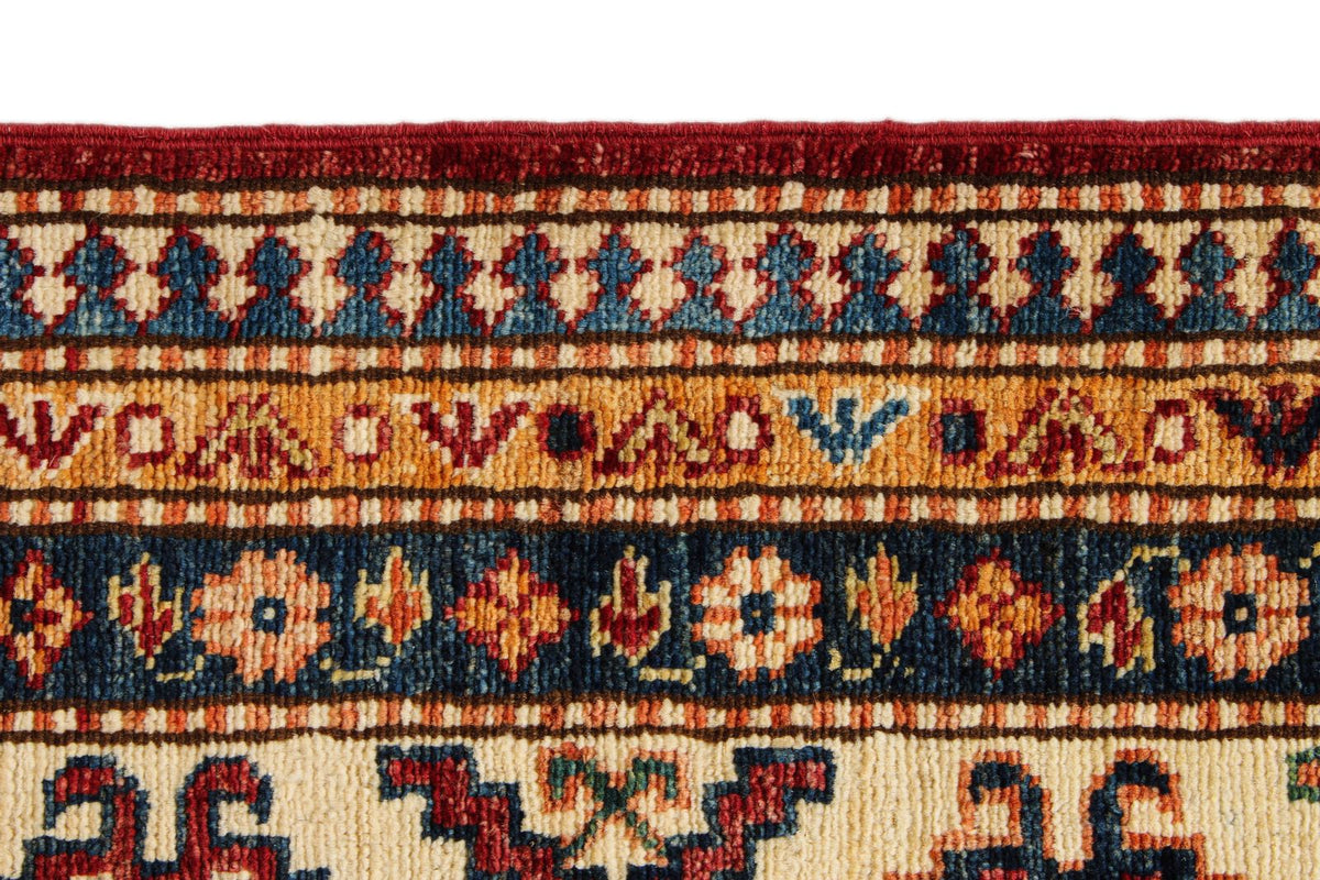 9x12 Rust and Multicolor Kazak Tribal Rug