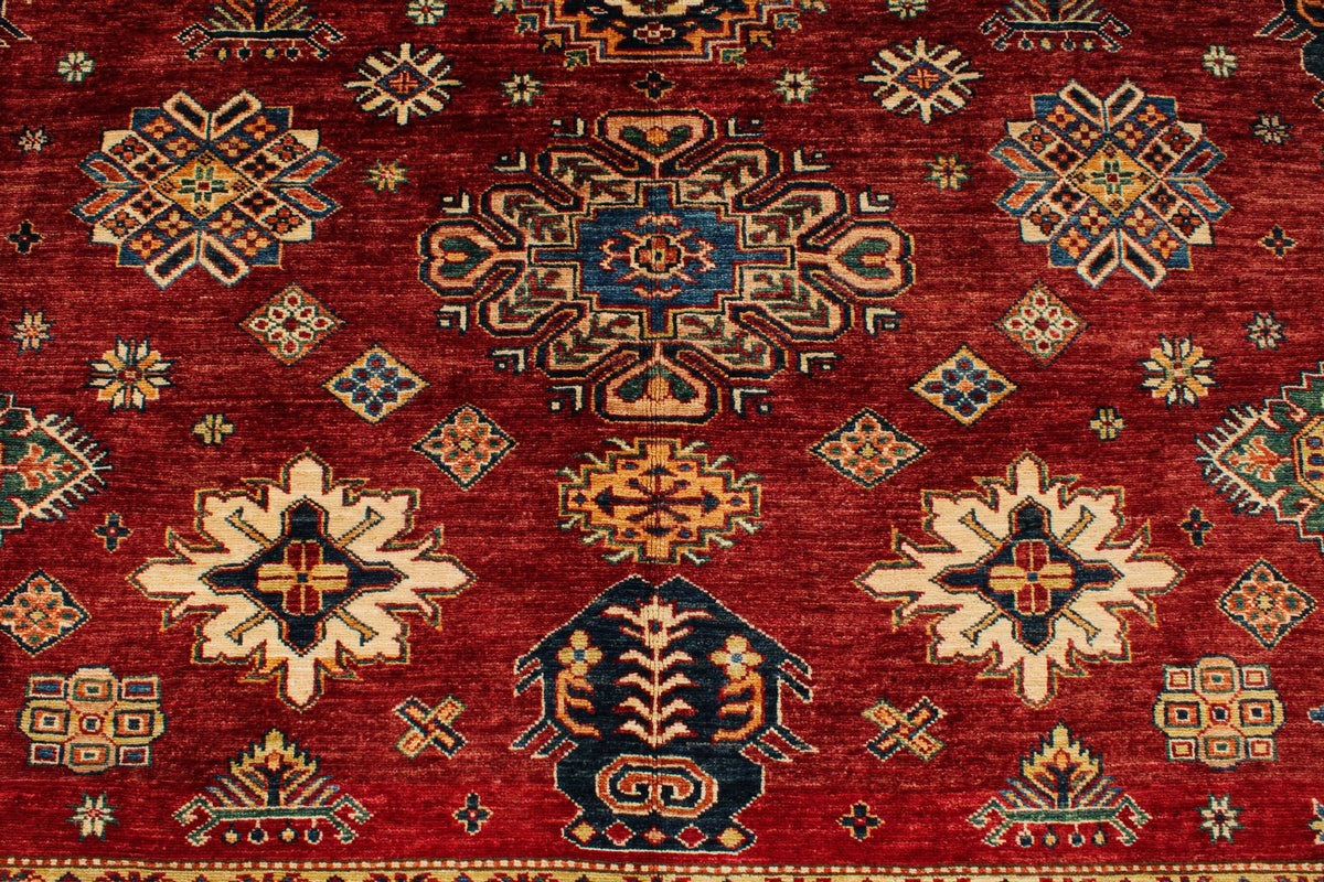 9x12 Rust and Multicolor Kazak Tribal Rug