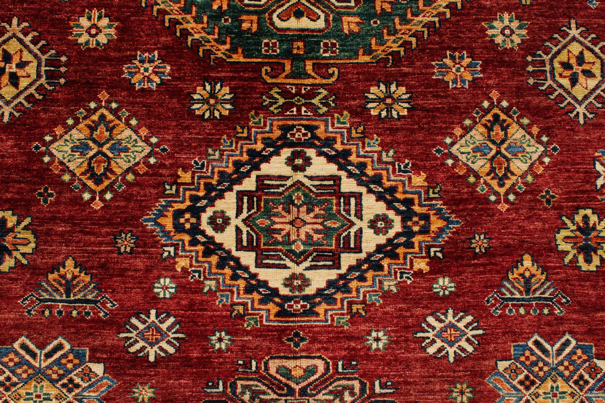 9x12 Rust and Multicolor Kazak Tribal Rug
