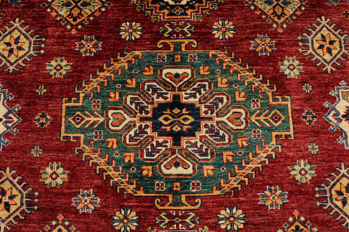 9x12 Rust and Multicolor Kazak Tribal Rug