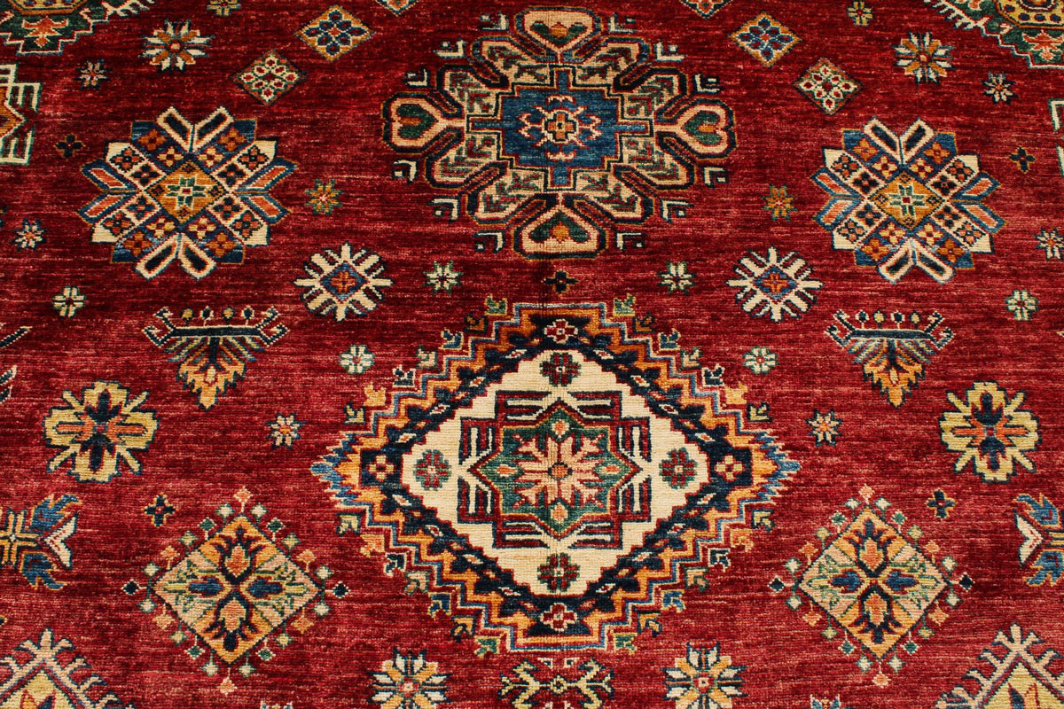 9x12 Rust and Multicolor Kazak Tribal Rug