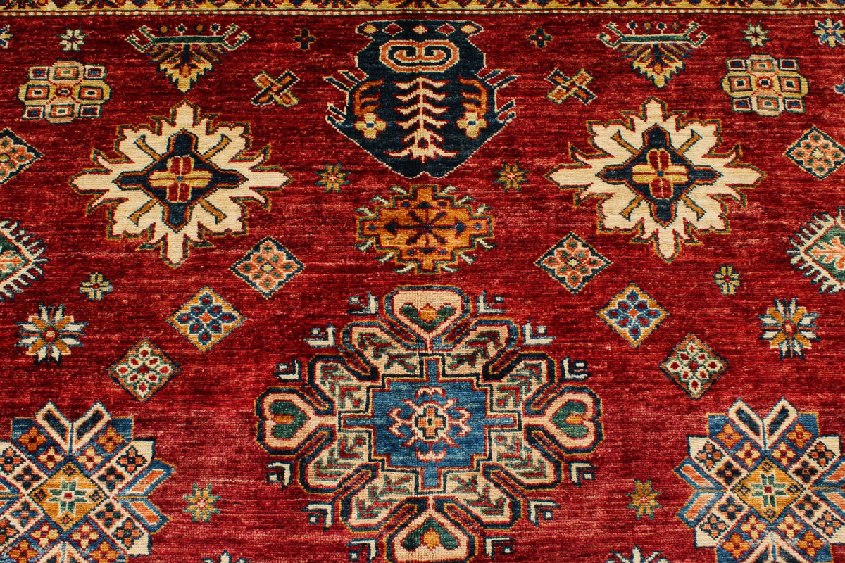 9x12 Rust and Multicolor Kazak Tribal Rug