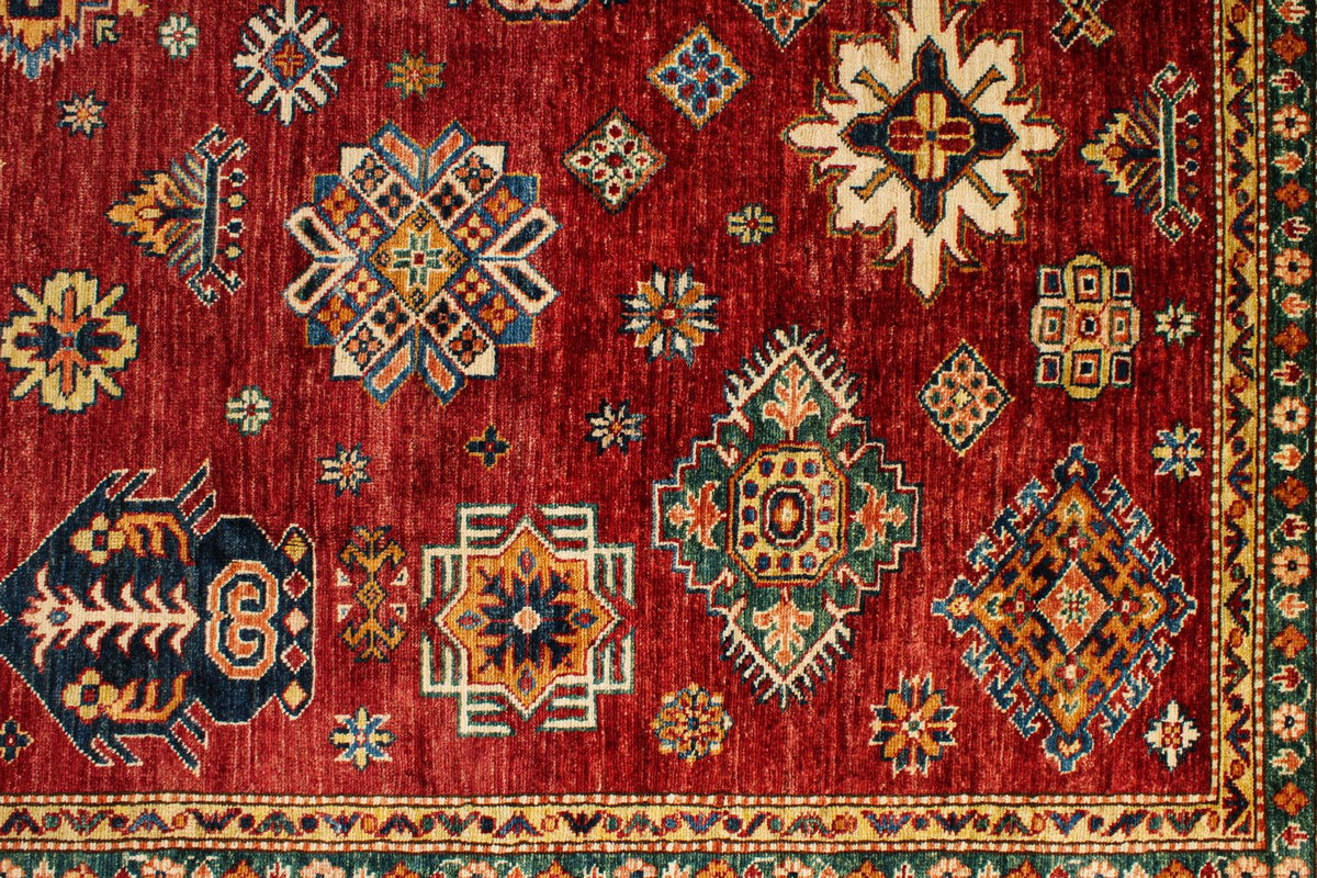9x12 Rust and Multicolor Kazak Tribal Rug