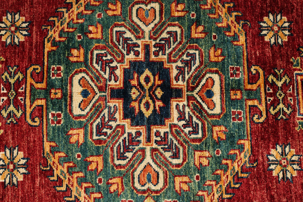 9x12 Rust and Multicolor Kazak Tribal Rug