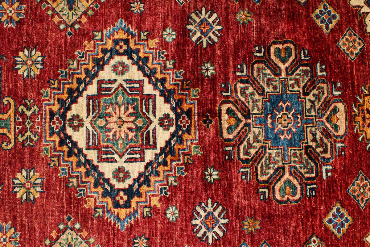 9x12 Rust and Multicolor Kazak Tribal Rug