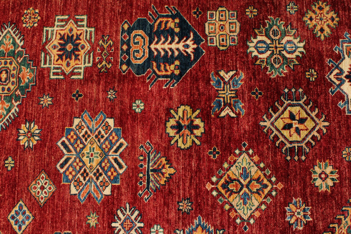 9x12 Rust and Multicolor Kazak Tribal Rug