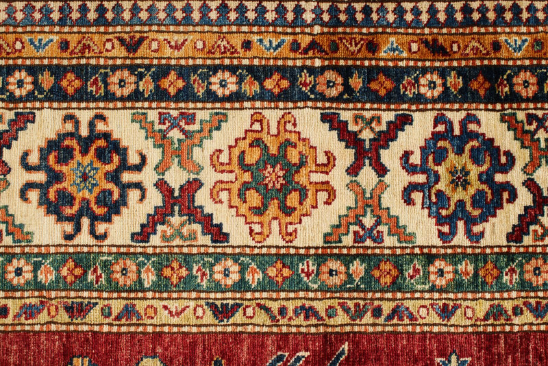 9x12 Rust and Multicolor Kazak Tribal Rug