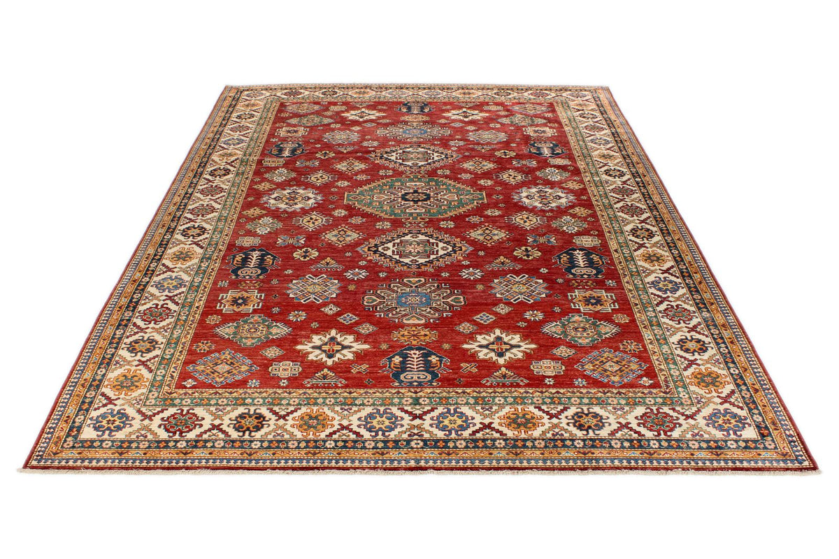 9x12 Rust and Multicolor Kazak Tribal Rug
