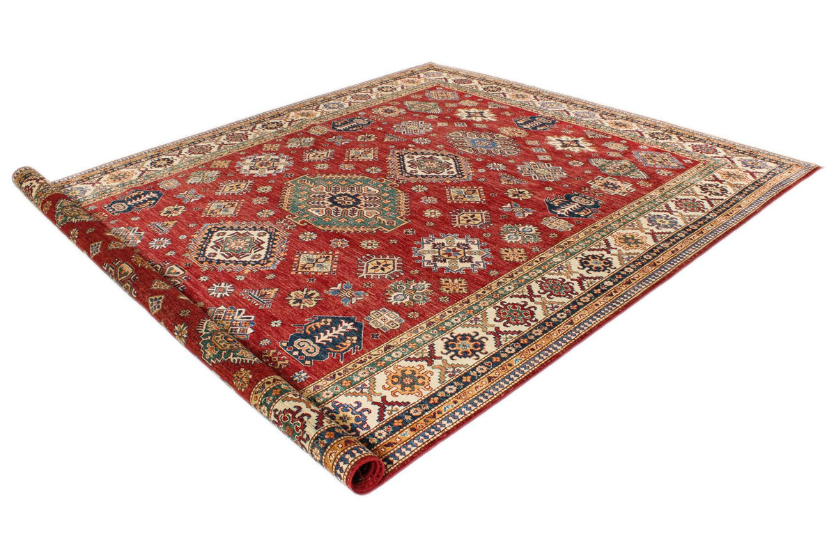 9x12 Rust and Multicolor Kazak Tribal Rug