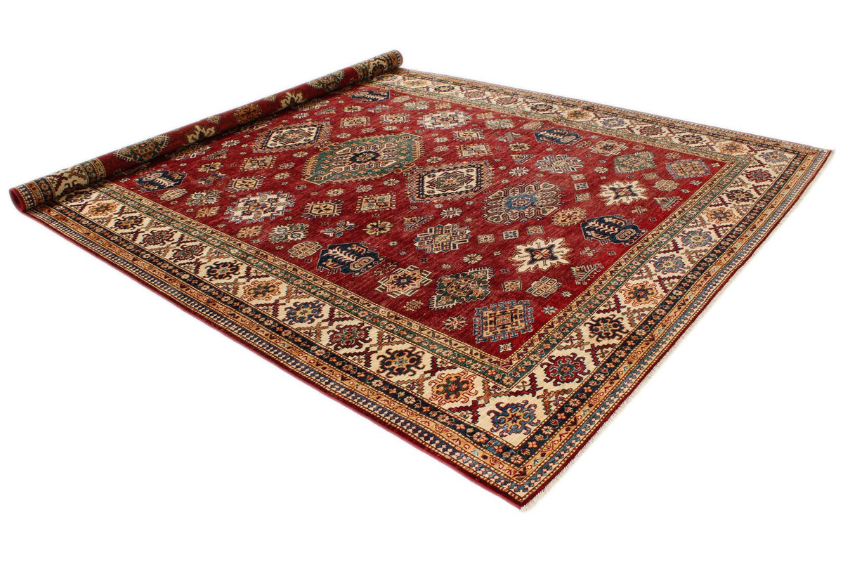 9x12 Rust and Multicolor Kazak Tribal Rug