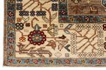 8x10 Ivory and Brown Kazak Tribal Rug